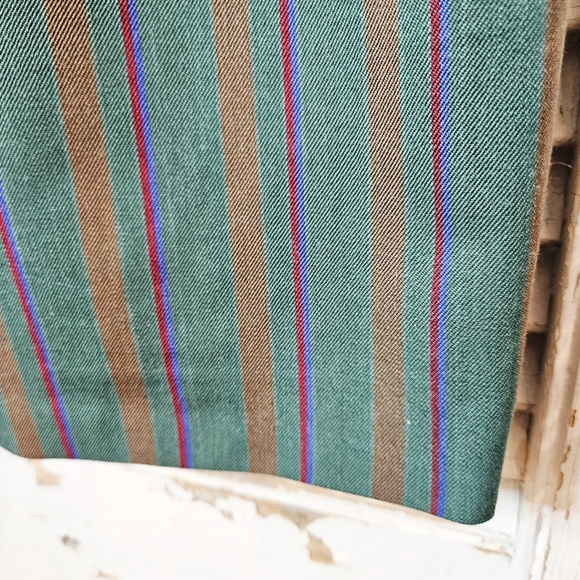 Vintage 70s Cacharel Green Striped Wool Midi Skirt XS/S - Picture 6 of 13